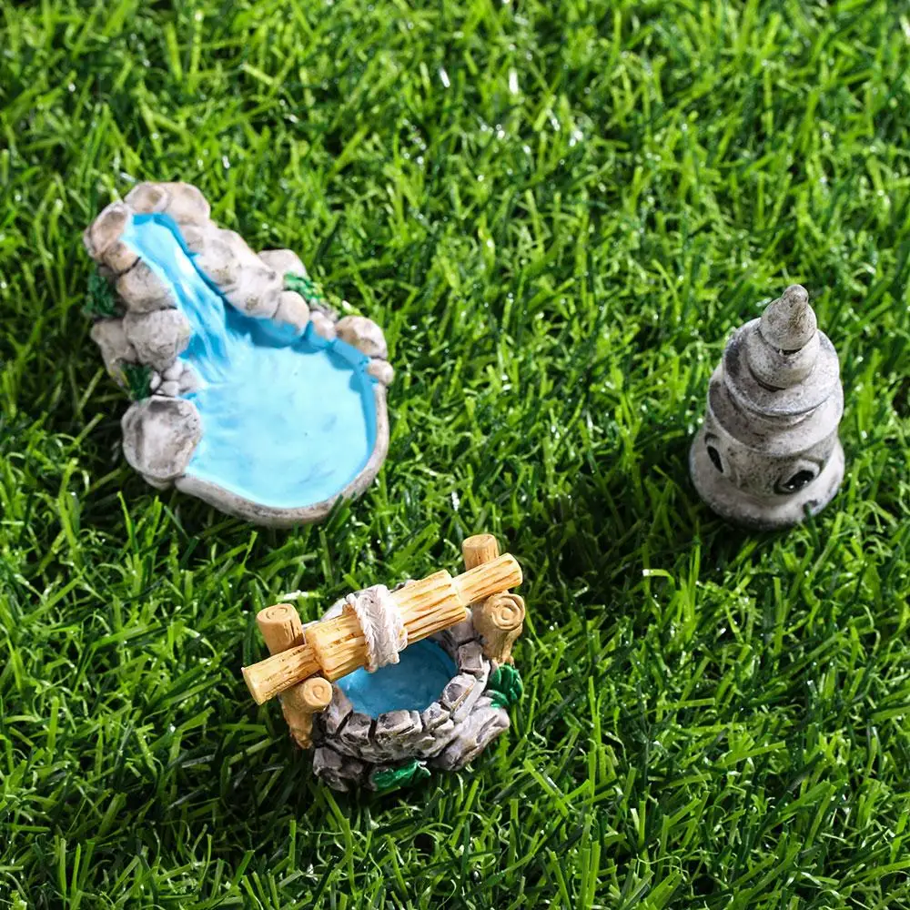 1pc Gift Fairy Garden Bonsai Ornament Dollhouse Miniature Model Home Decor Grassland Bridge Pool Figurine Micro Landscape