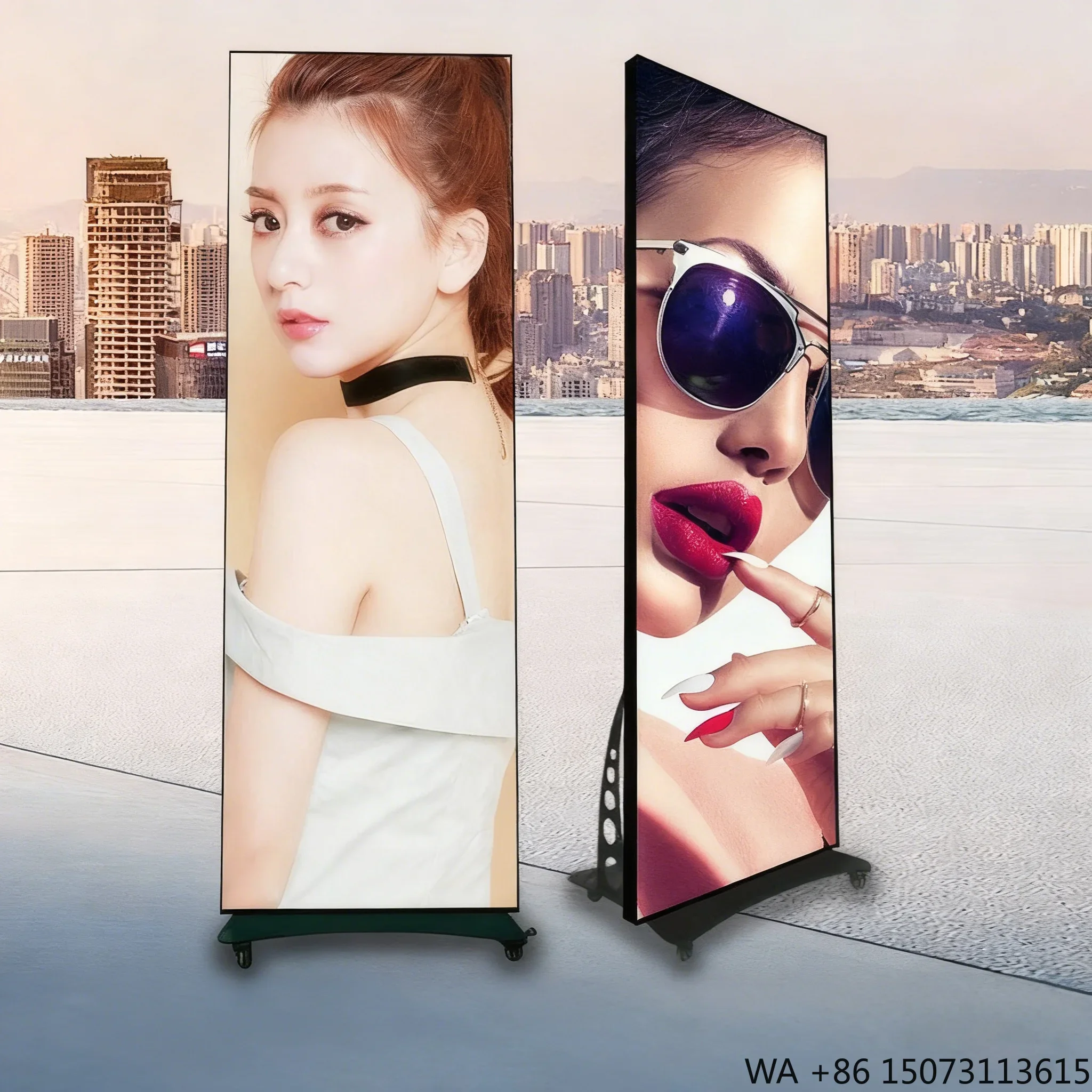 

Commercial Portable Movable LED Poster Screen Floor-standing Display for Indoor-Outdoor