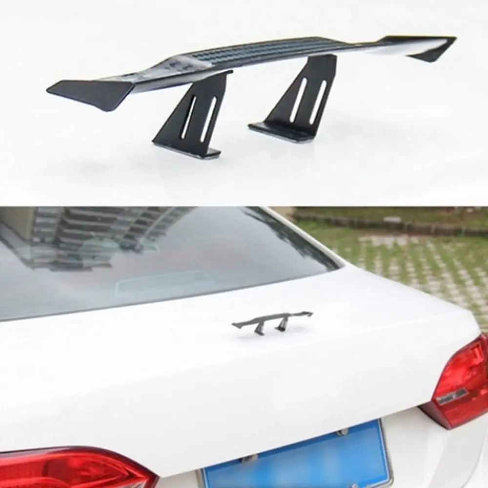 

Hot Black ABS Mini Spoiler Carbon Fiber Car Tail Decoration Rear Trunk Wing
