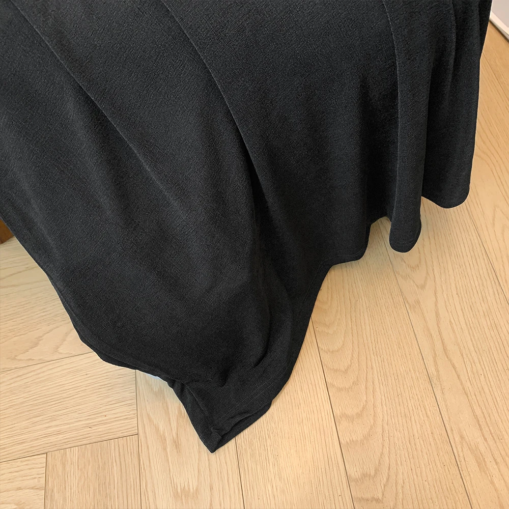 Summer women's plus-size casual slip dress Black simple breathable fabric loose comfortable commuter MIDI skirt 2024 new