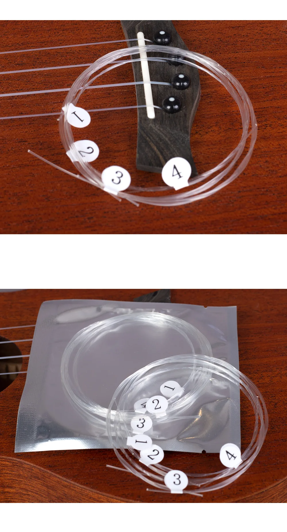 Hochwertige Ukulele-Saiten, Sopran-Konzert, Tenor-Carbon-Saiten für Ukulele, stabil, warm, heller Klang, reduzierte Fingergeräusche – Detail 9