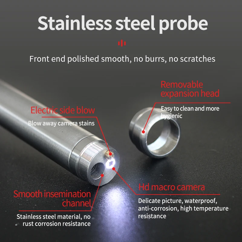 Cattle Visual AI - Stainless Steel Probe With HD Macro , Removable Expansion Head & Side Blow