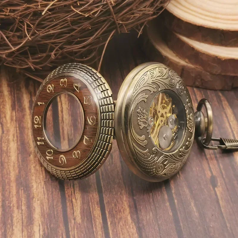 Steampunk Antique Retro Pocket Watch Mechanical Hand-winding Casual Fashion Arabic Mens Numerals Dial Pocket&Fob Watches