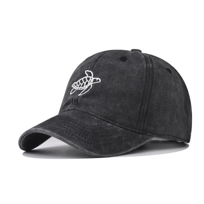 

Washed Vintage Turtle Embroidered Baseball Cap Snapback Hat For Men And Women Outdoor Personality Cartoon Pattern Dad Hat