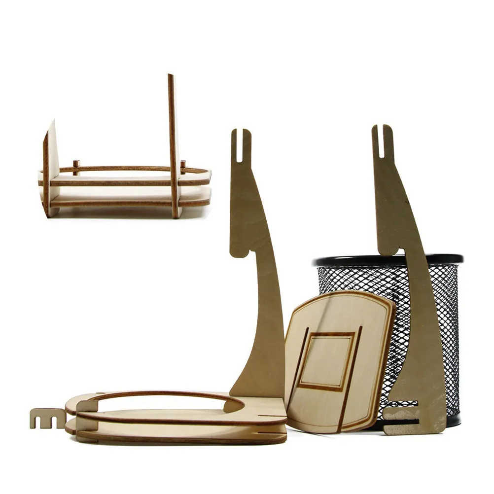 

1Pcs Basketball Stand Pen Holder Wooden DIY Pen Vase Pencil Storage Case Desk Organizer Stationery Supplies Unique Decoration