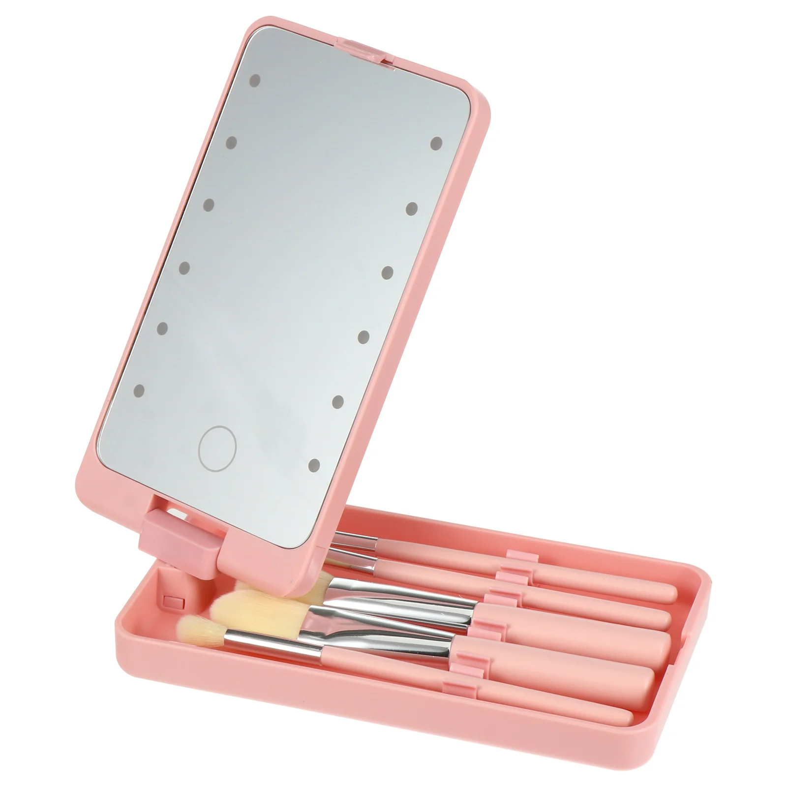 

5pcs Folding Led Makeup With Brush Travel Vanity Light Mirror Compact Rotatable Mirror For Women