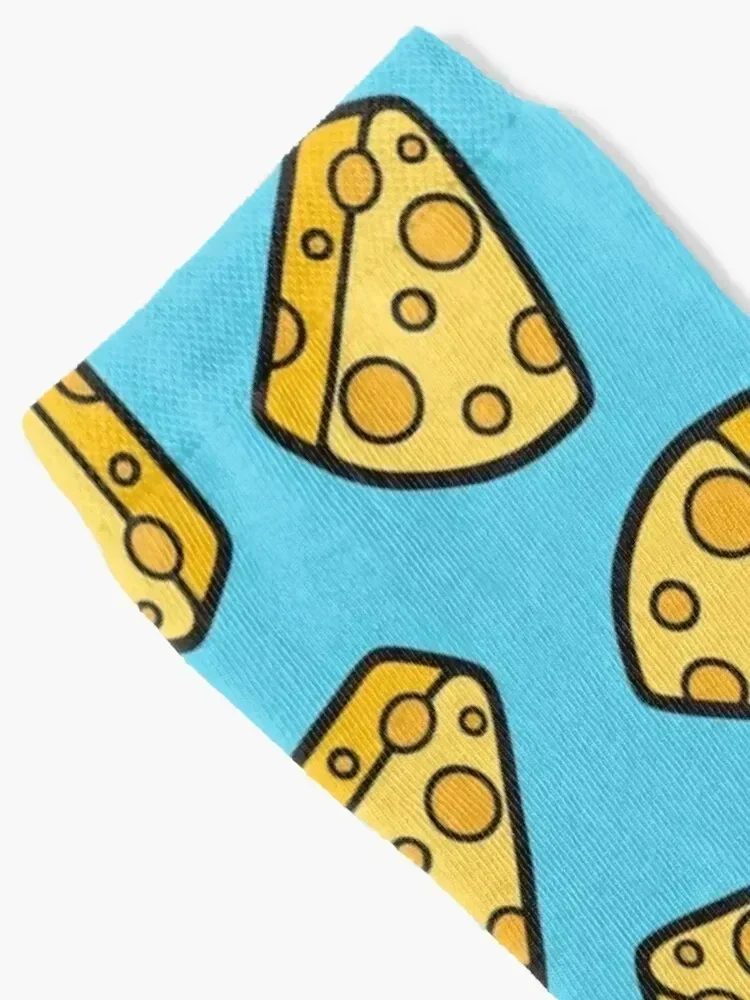 Cheese Pattern on Blue Socks Antiskid soccer funny gift ankle Thermal man winter Socks Men Women's
