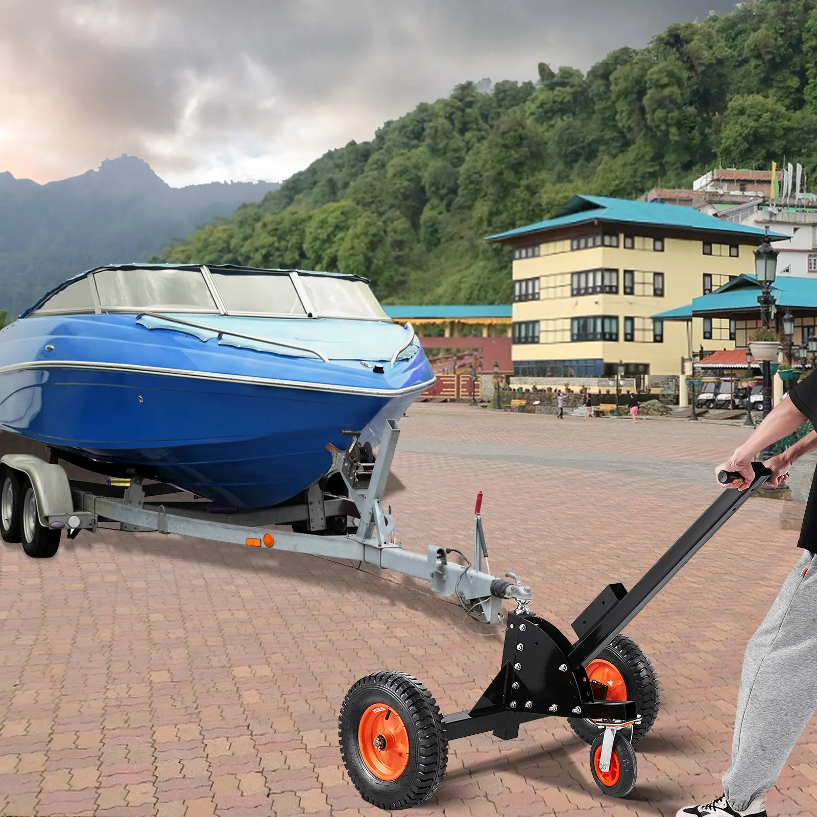 

Тележка для прицепов 2-в-1, грузоподъемность 1500 фунтов, регулируемая высота 22 и 26 дюймов, шарнирное соединение 2 дюйма с колесиками