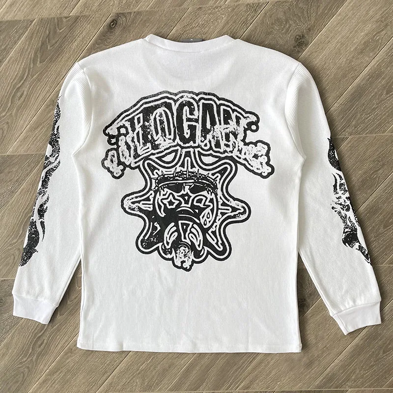 American Streetwear Glo Gang T-shirts Tops Eroded Glo Tee Cartoon Drink Print Long Sleeve Thermal Cotton T-Shirt