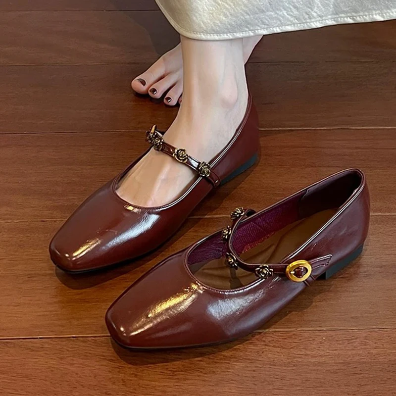 

Женская обувь на плоской подошве, лоферы с квадратным носком и цветочным принтом, новые элегантные сандалии, лето 2021, туфли Мэри Джейн, женские прогулочные сандалии Mujer De Sandalias