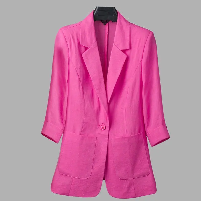 Blazer monopetto moda donna Casual sottile collo dentellato maniche a tre quarti giacche donna Chic Lady outfit 3XL