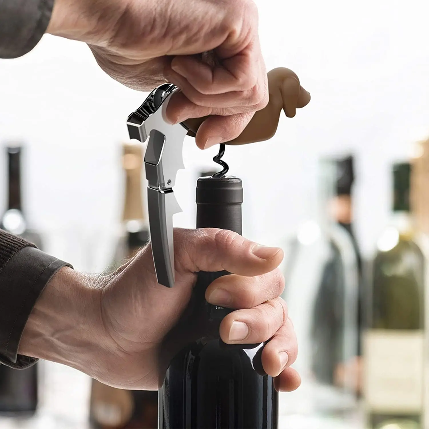 Dog Wine Bottle Opener Corkscrew with Foil Cutter Beer Opener Manual Wine Key for Servers Waiters Bartender and Home Bar Use - view 3