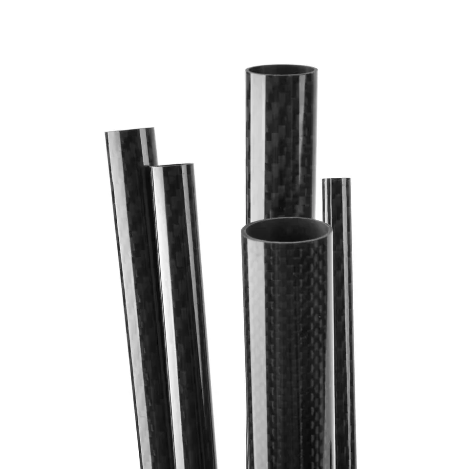 2PCS 3k full carbon carbon fiber tube length 500mm, wall thickness 1mm, glossy surface high strength carbon tube