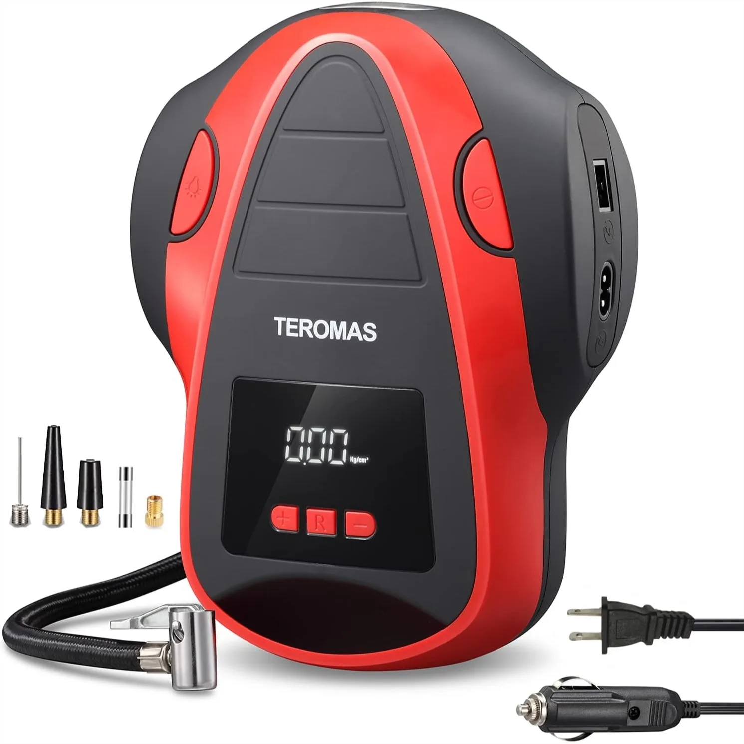 

Tire Inflator Portable Air Compressor, 12V DC/110V AC Car Tire Pump with Digital Display and LED Light, Auto Shut Off, 120 PSI
