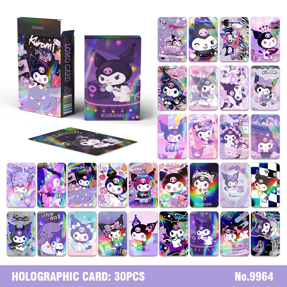 Disney-Tarjeta láser de doble cara, tarjeta holográfica Kuromi LOMO, 30 piezas, punto periférico