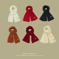 Men Women Thick Warm Knitted Scarf in Winter Autumn Wool Soft Solid Cashmere Neckerchief Simple Fashion Black Students Scarves 3