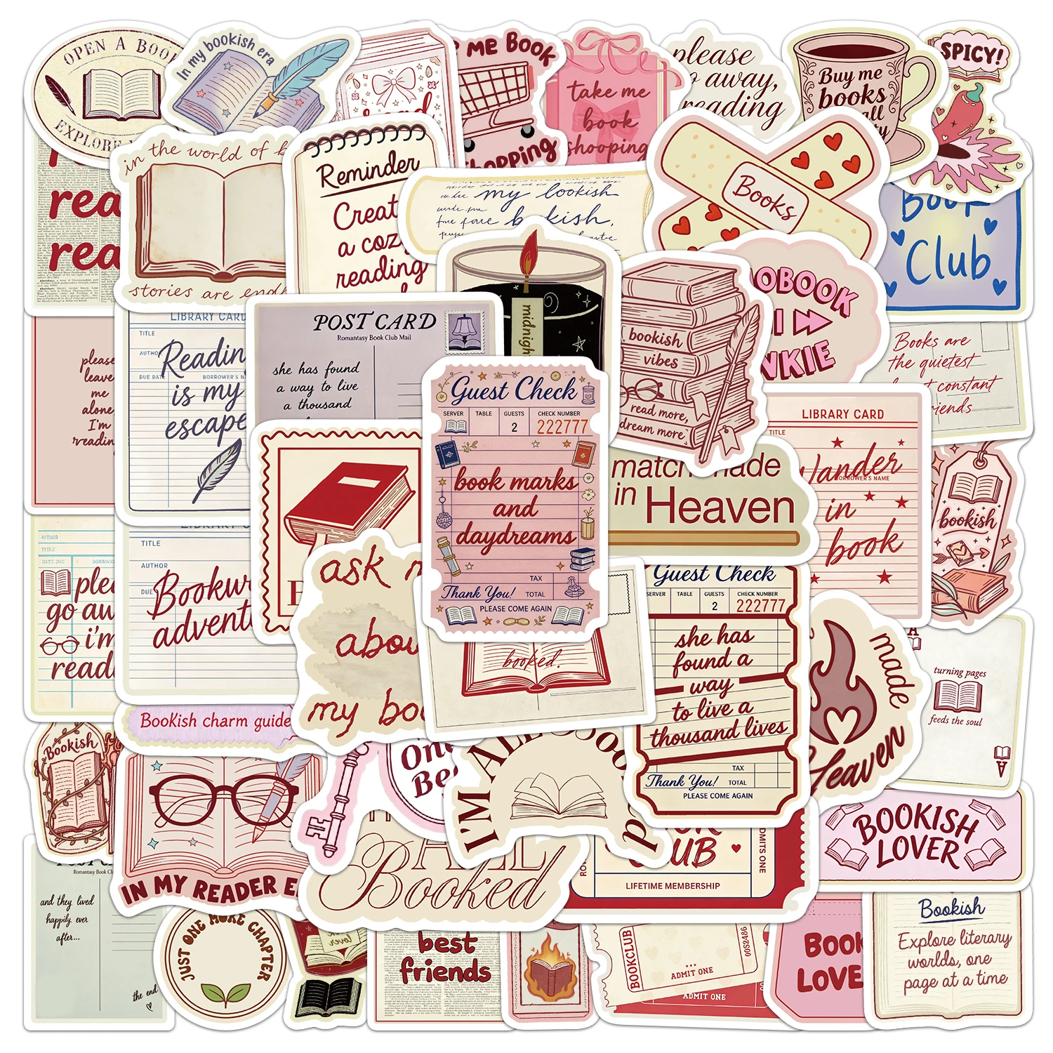 50PCS bookish Stickers Creative Decoration DIY Luggage Skateboarding TV Desktop Stickers