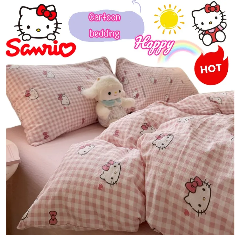 

Sanrio Hello Kitty kuromi cinnamoroll Высококачественная креативная новая кровать, комплект из четырех предметов, пододеяльник, простыня, общежитие, комплект из трех предметов