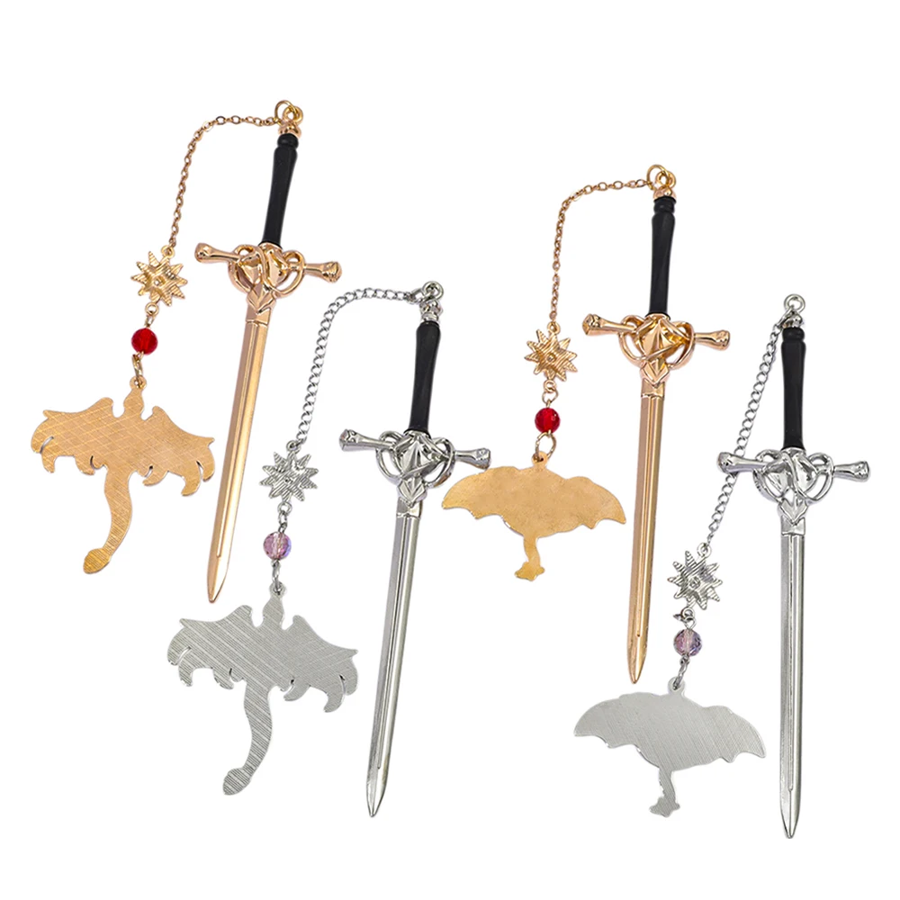 الإبداعية سيف الساموراي القراءة زخرفة المرجعية، الرجعية الفضة/الذهب معدن أربعة مجنح التنين شنقا زخرفة المرجعية.