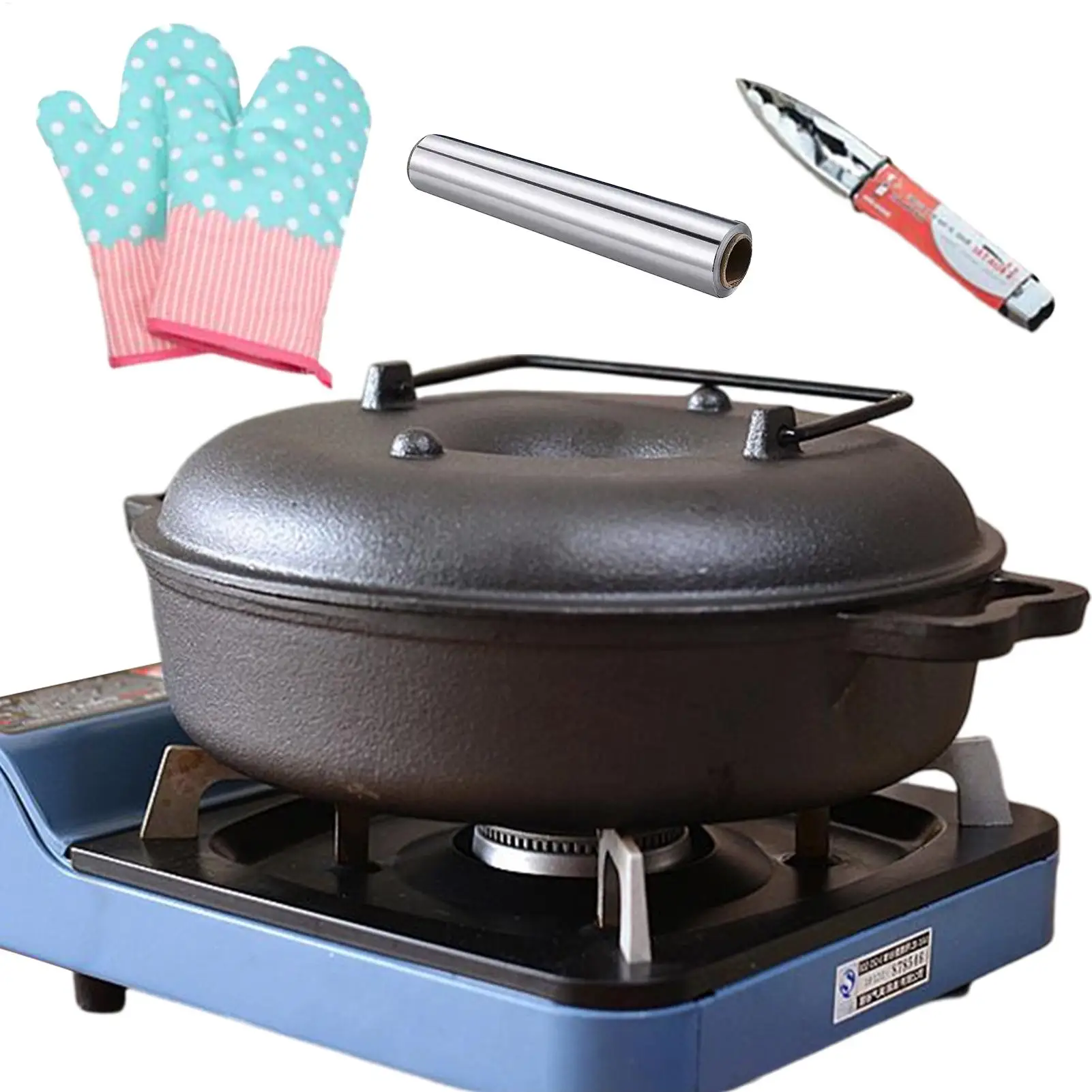 

Roasting Pan Iron Sweet Potato Roaster with Lid Carbon Steel Roaster Pot for Kitchen Sweet Potato Corn BBQ Vegetables Meals