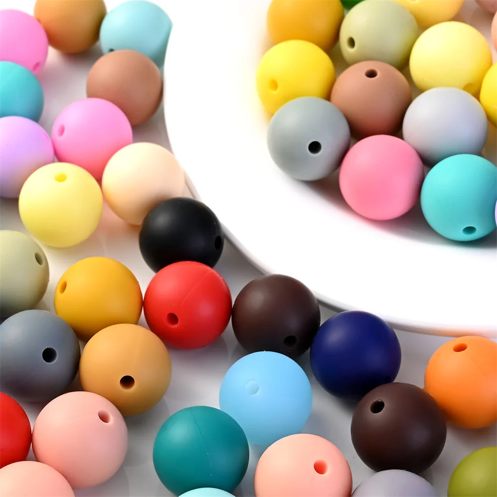50 Stück/Set 12mm Runde Silikonperlen in Mischfarben, Matte Lose Abstandhalterperlen für Schlüsselanhänger, Armbänder, Schlüsselbänder, DIY Schmuckherstellung Zubehör – Detail 4