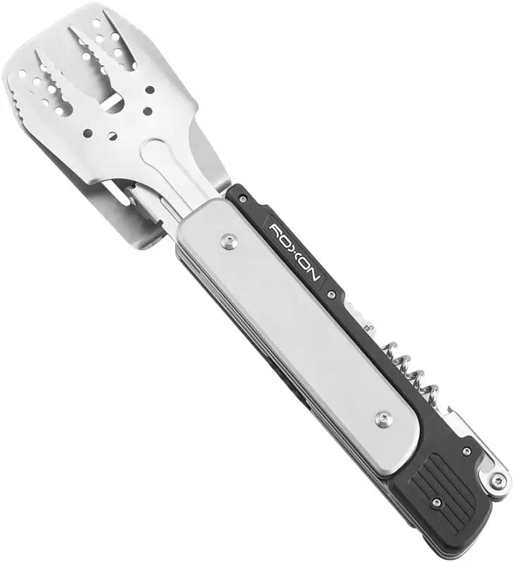 

Набор складных инструментов для гриля 6-в-1 (14 дюймов) с вилкой, лопаткой, ножом и щипцами для барбекю на заднем дворе и кемпинга