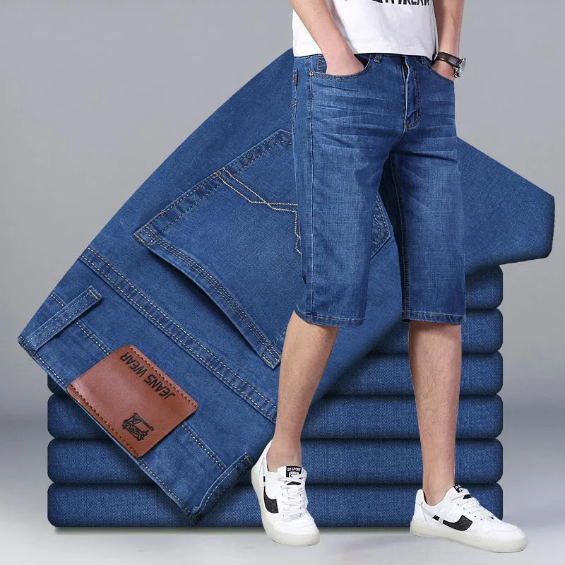 

Новые мужские элитные джинсовые шорты на весну и лето 2025, свободные и удобные, модный бренд, джинсовые шорты для делового повседневного использования.