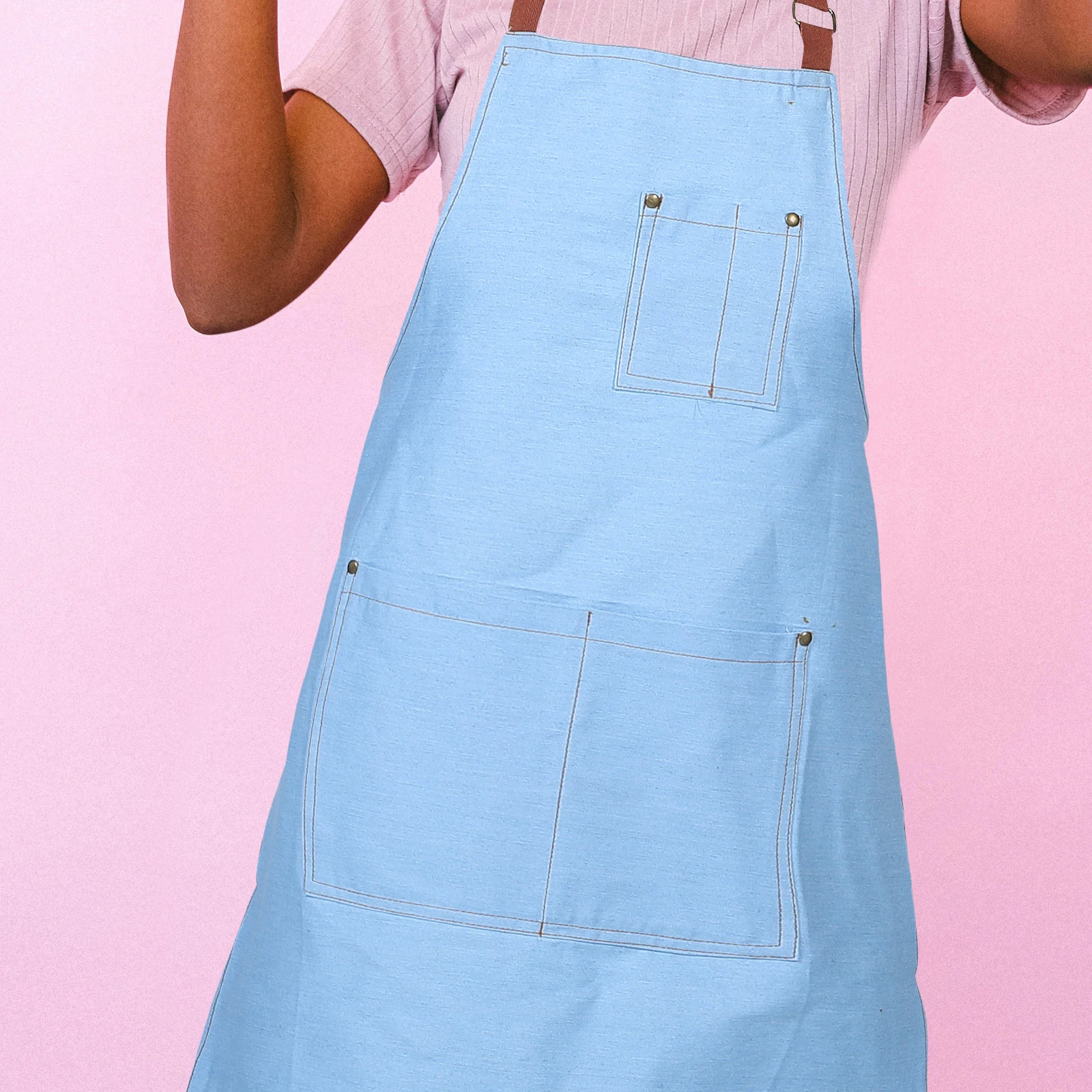 

Women Denim Apron Home Cooking Adjustable Neck Strap Kitchen Workshop Smock With Pockets Household Supply For Chef Laundry