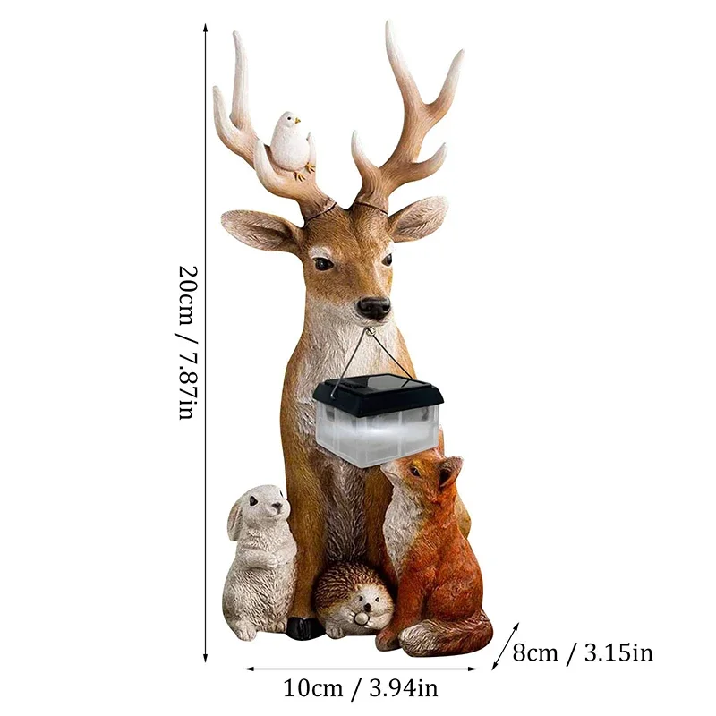 

New 2025 Deer Rabbit Hedgehog Wolf Solar Garden Decoration Resin Animal Garden Sculpture Outdoor Micro Decoration