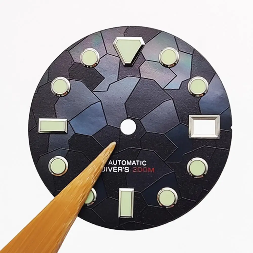 Customized LOGO Fashion 28.5MM Dial Splicing Style with Fluorescent Watch Modification Accessories Compatible with NH35 Movement