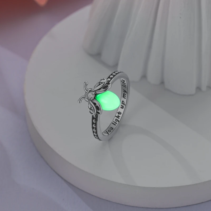 Rings 925 Sterling Silver Luminous Firefly Zircon Rings For Women Anniversary Engagement Romantic Valentine Girls Jewelry Gifts 5
