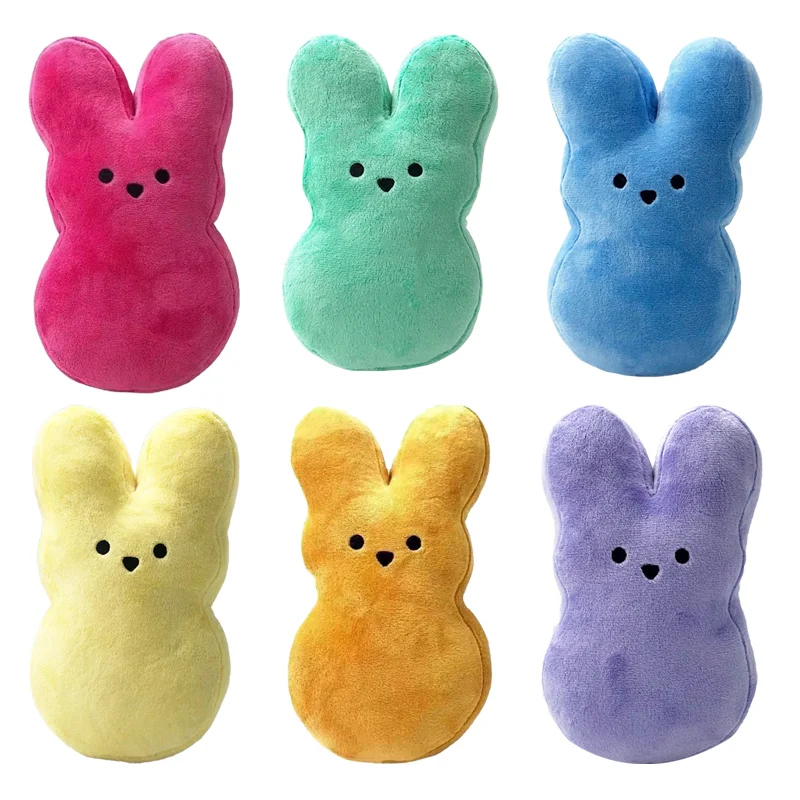 6 Colors Easter Peeps Bunny Plush Toys Cartoon Soft Stuffed Animal Rabbit Toys Cute Home Decora 15 cm Kawaii Peluche Bunny Gifts