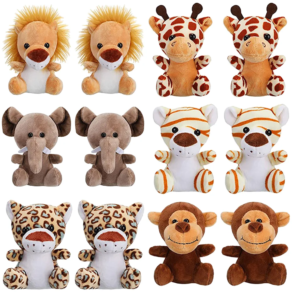 

12 Pcs Pendant Plush Toy Stuffed Cartoon Key Ring Animal Metal Mini Forest Animals Keychain