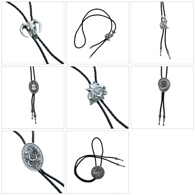 Delicate Bolo Tie for Man Western Cowgirls Metal Necktie Carnivals Costume Jewelery for Adult Teen Western Necklace