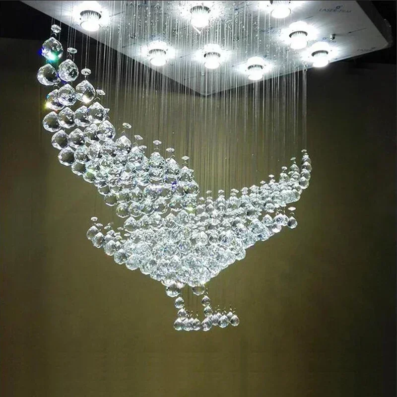 New Eagles Luxury Design Living Room LED Lights Crystal Lamp Crystal Chandelier Modern Lighting Luster L100*W55*H80cm 110 v-220v