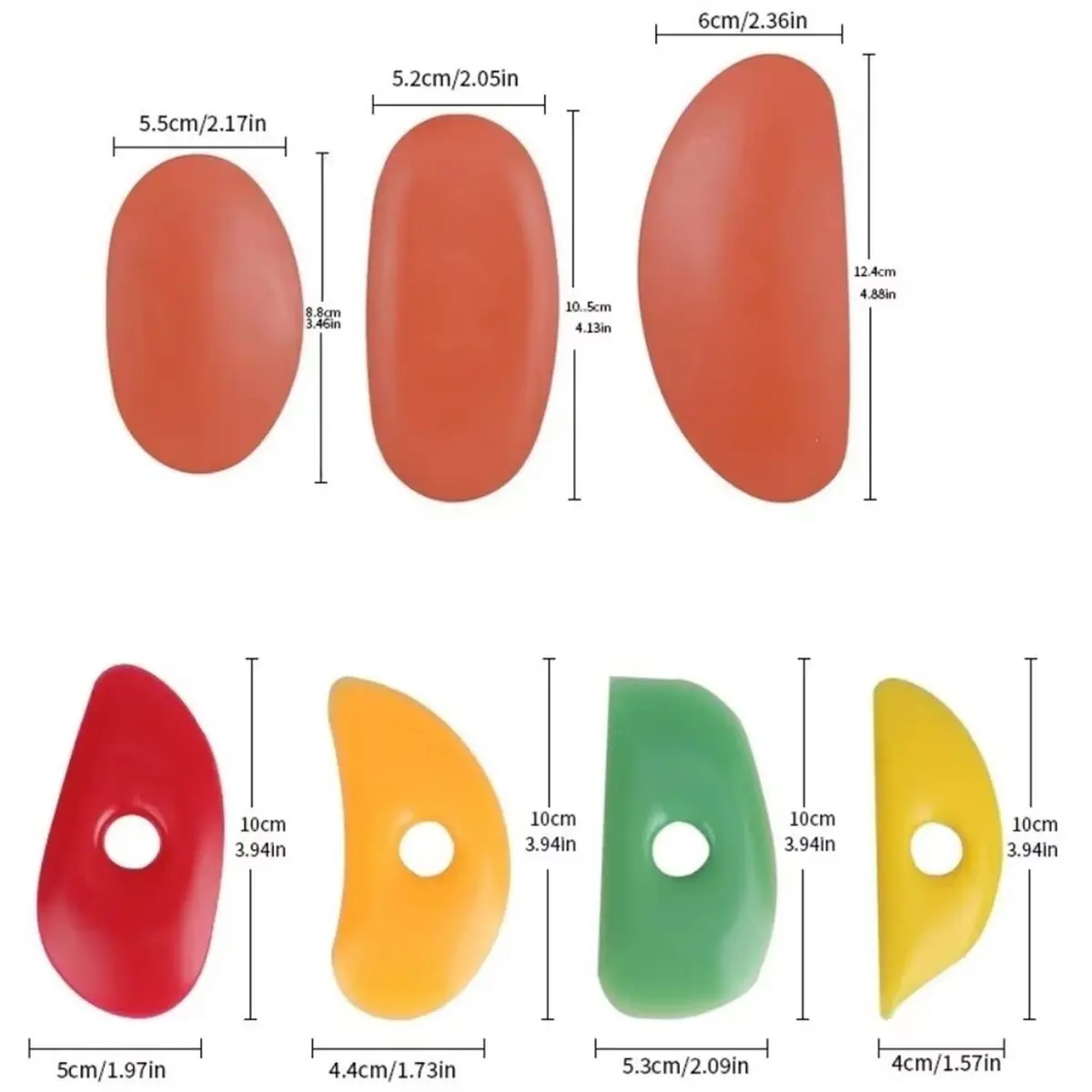 7Pcs Soft Rubber Rib for Pottery Clay Silicone Ceramics Tools for DIY Smooths Shapes Sculpting Pottery Clay Tool