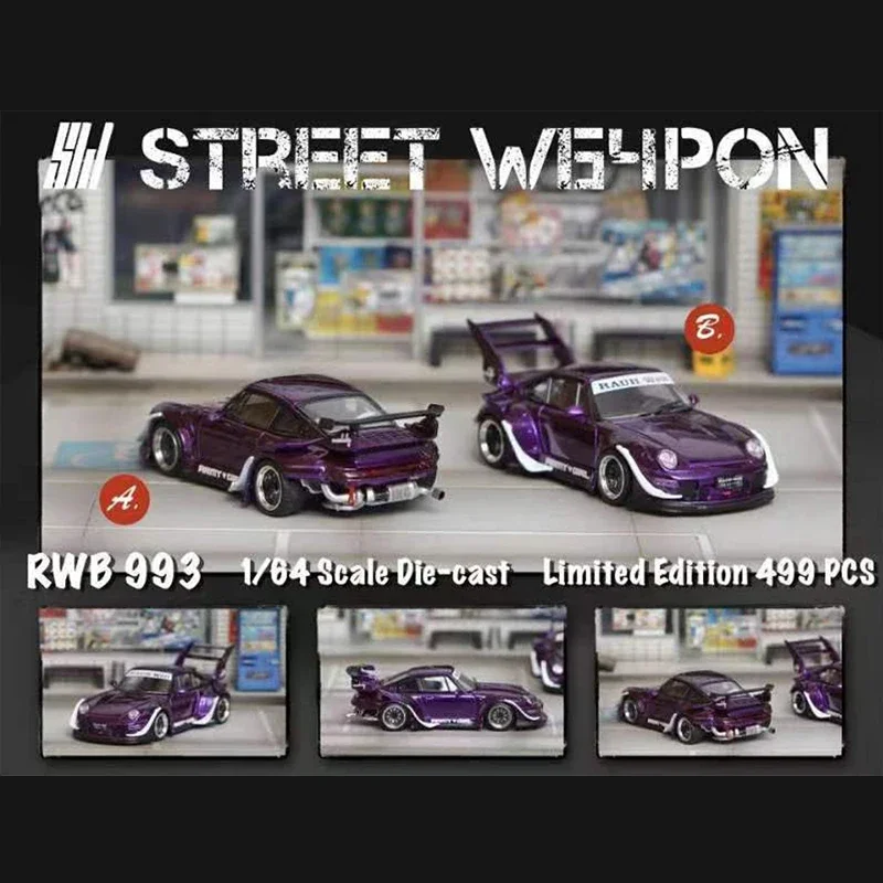 

Street Weapon 1:64 Model Car RWB 993 Metal Purple Refitting Wing Version