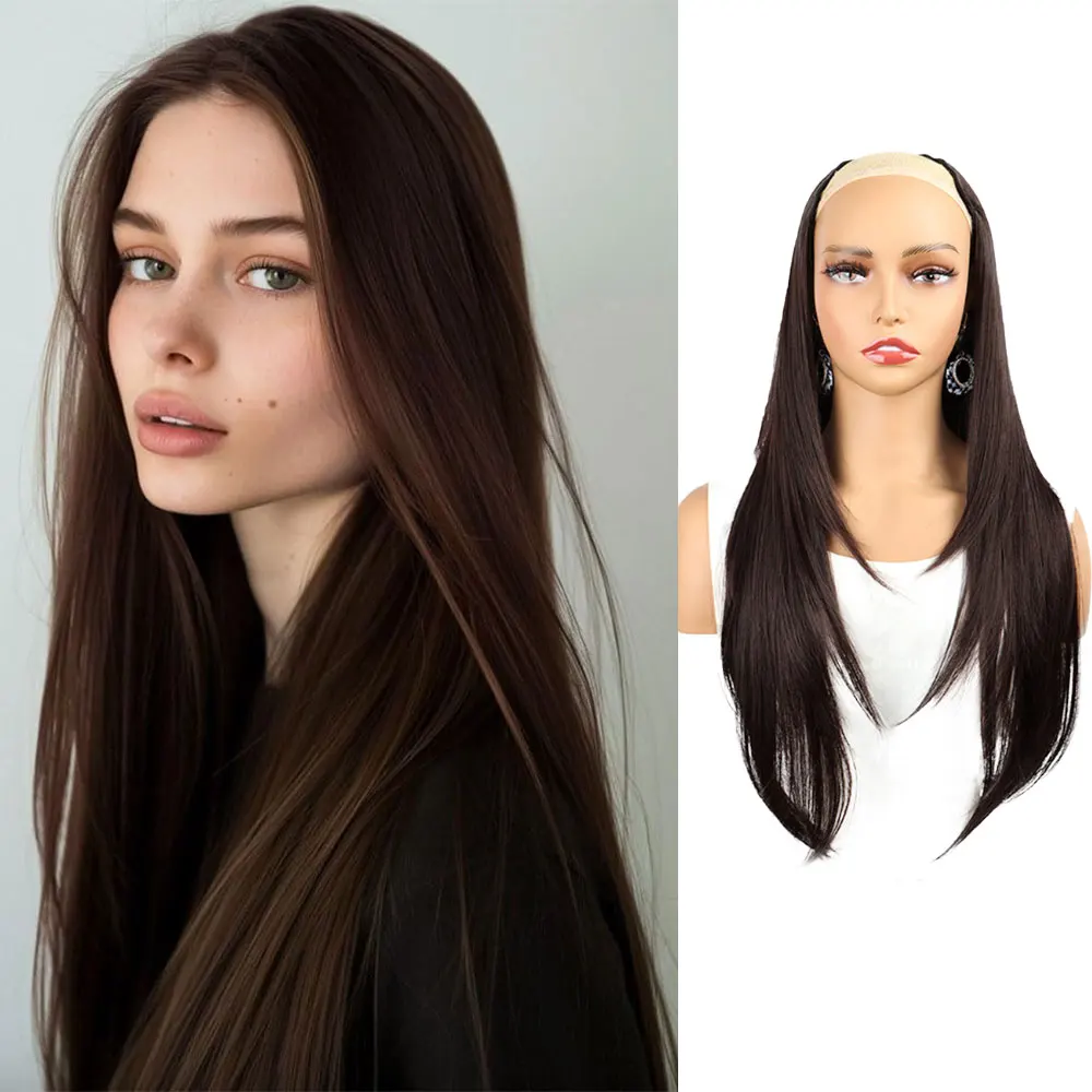 

22Inch Women's Synthetic Long Hair Styling Long Hair Wig Layered Hair Extension Hair Pad Fluffy Top of the Head Increase Hair