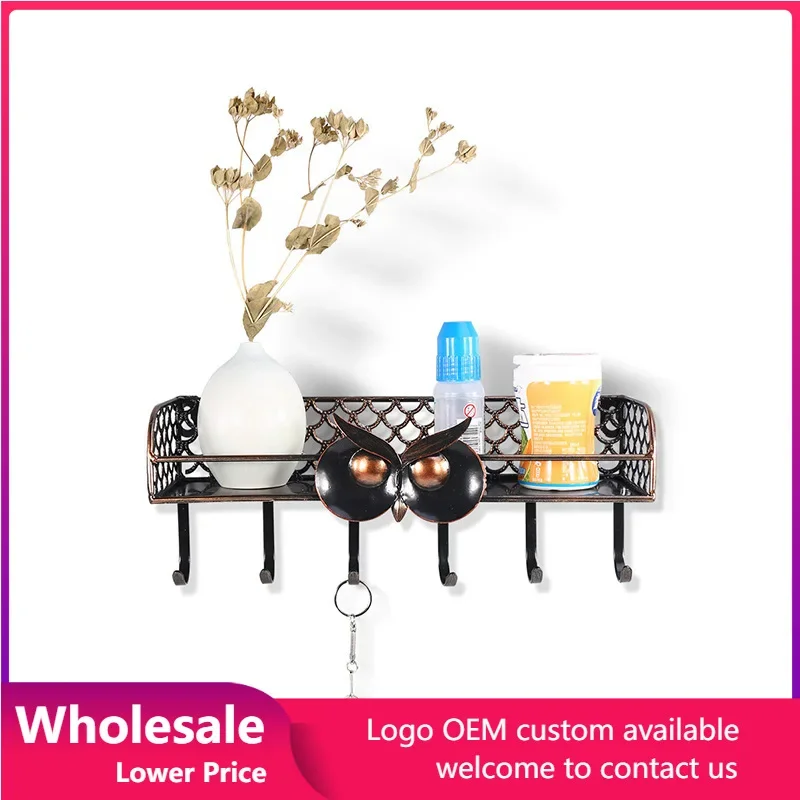 

Keys Holder Vintage Owl Wall Mount Home Decor Key Hanger Decorative With 6 Hooks Wall Wrought Iron Hooks Rack