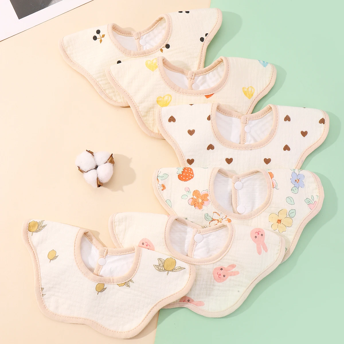 아기 면 신생아 턱받이, 아기 타액 수건, A 등급 면 부드러운 거즈, 방수 턱받이, 쌀 주머니