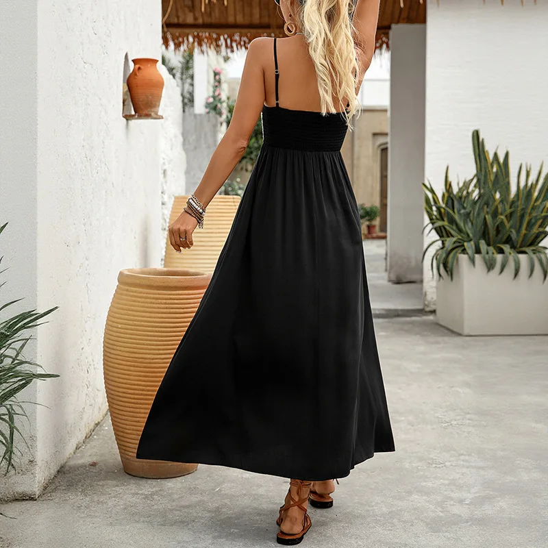 Nuovo abito smock estivo europeo americano artistico-casual - Abito a canotta casual senza maniche