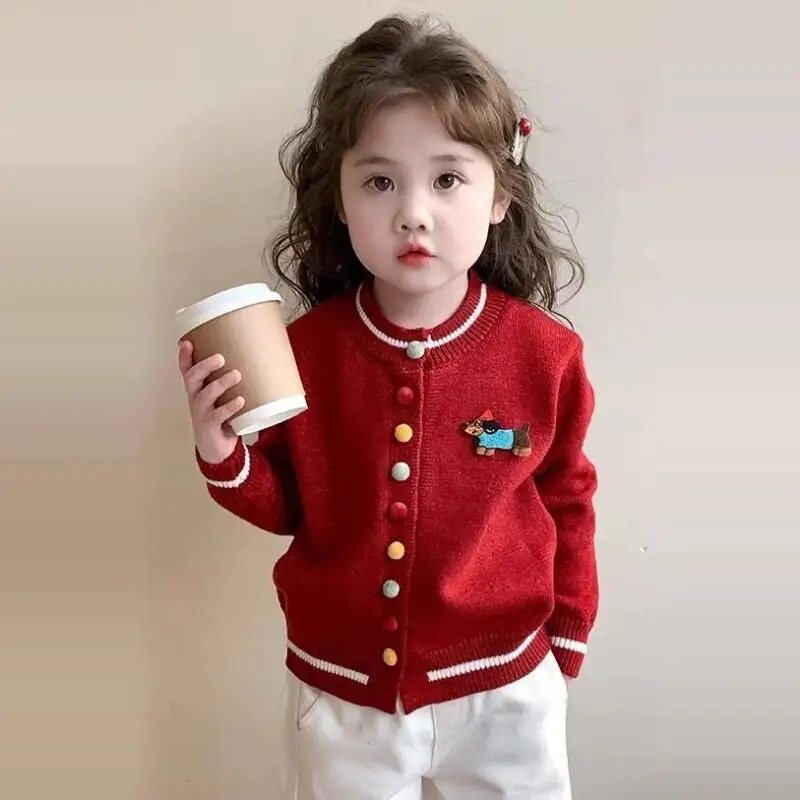 

Childrens Clothing Wholesale Cardigan Sweater Knit Girls Boys Spring Autumn Cartoon Dog 2026 New College Style Fashionable