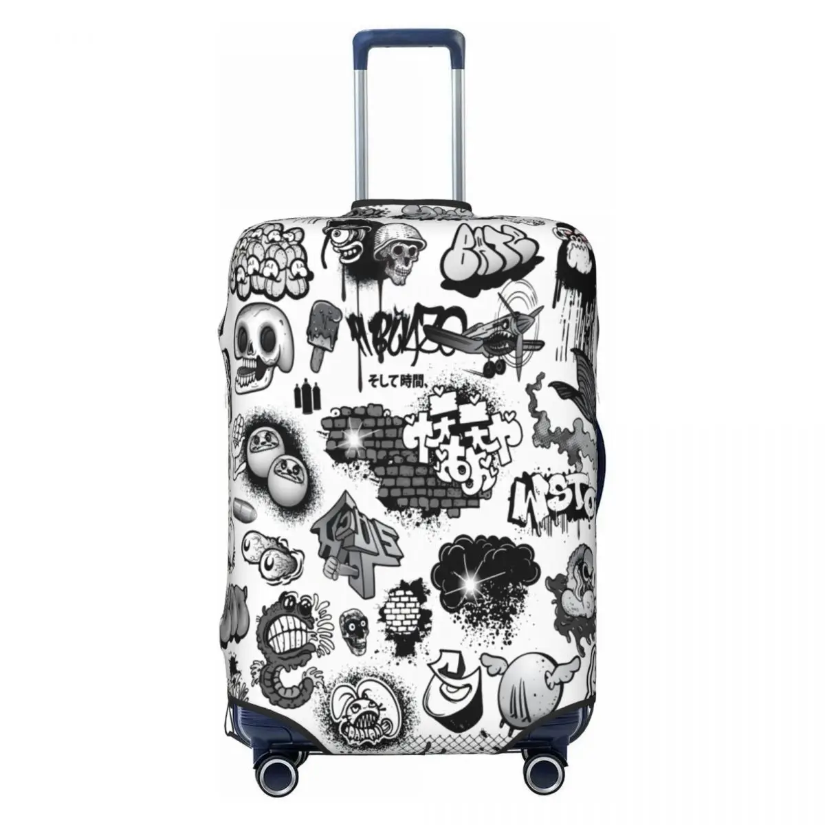 

Уличное искусство граффити настенный дорожный чехол для багажа эластичный винтажный чехол для чемодана с героями мультфильмов, подходит для 18-32 дюймов