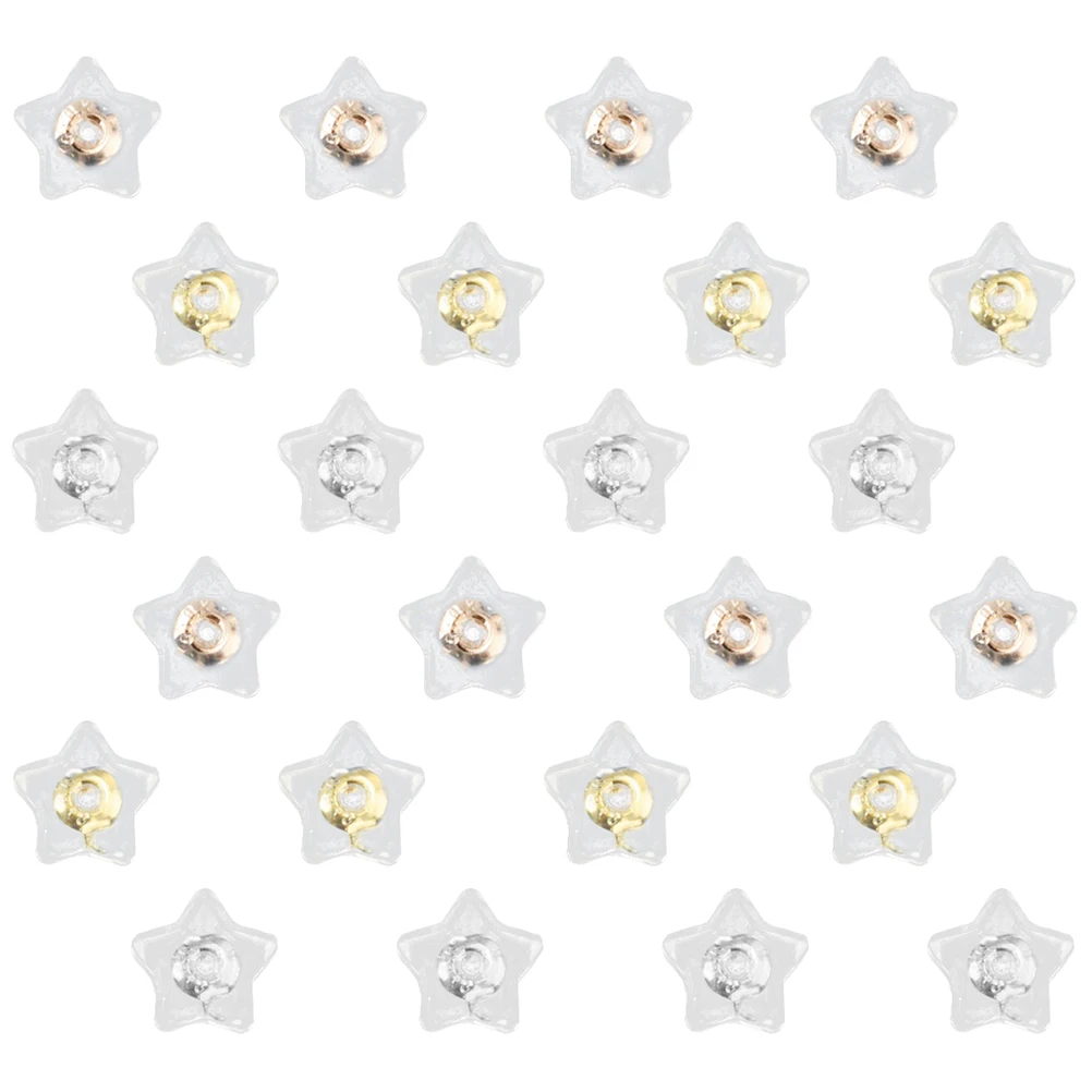 

30pcs Star Shape Silicone Earring Locking Ear Plug For Studs Droopy Ears Jewelry Making Accessories Diy Replacement Ear Screw