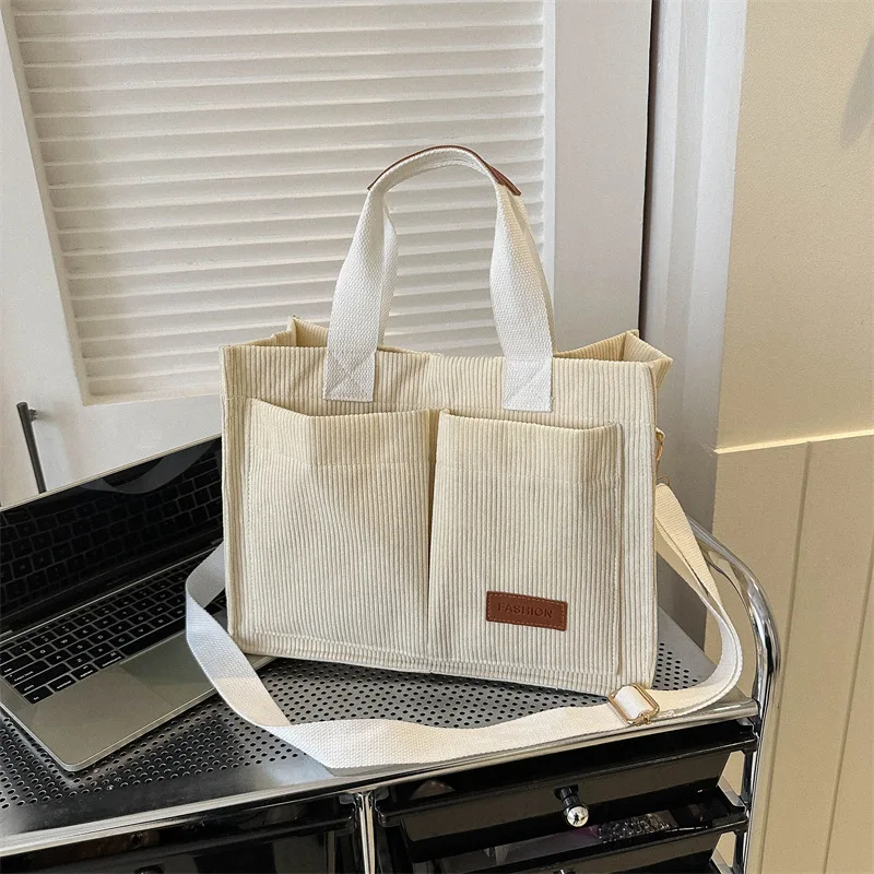 Bolso de mano de pana para mujer, bolsos de gran capacidad para ir al trabajo, bandolera mensajero, bolso de mano para mujer