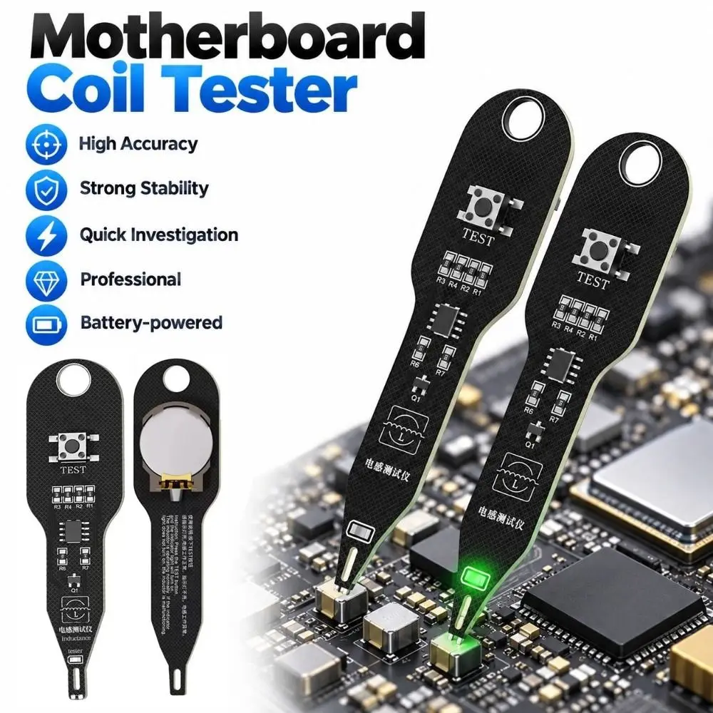 High Accuracy Motherboard Coil Tester Strong Stability Professional Inductor Detector Tool Battery-powered Quick Investigation