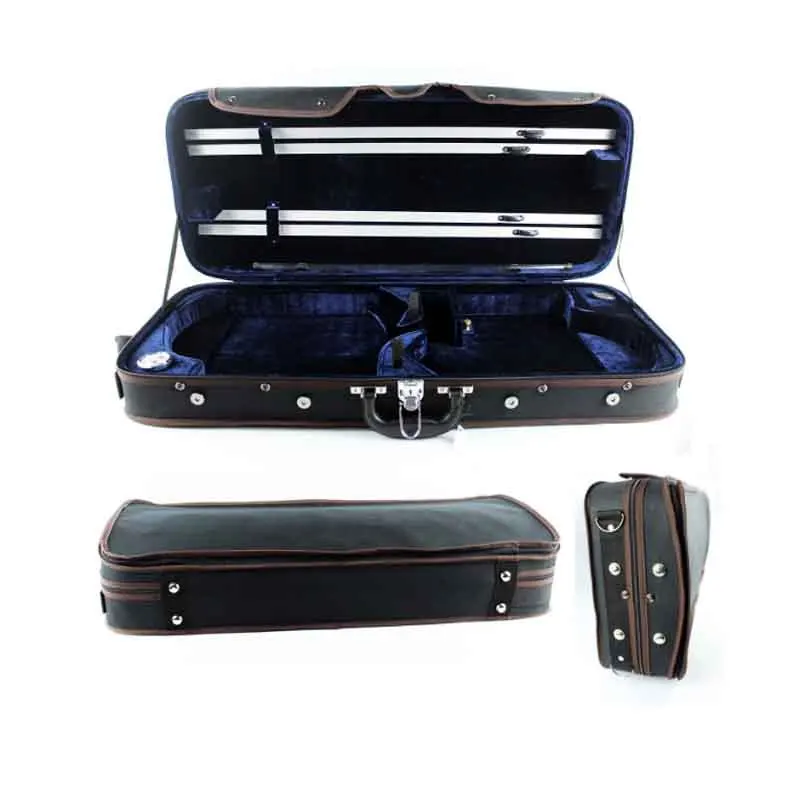 Estuche para violín y viola 4/4 de baja impuestos de EE. UU., caja dura de madera mixta, caja cuadrada ajustable, estuche cuadrado para violín