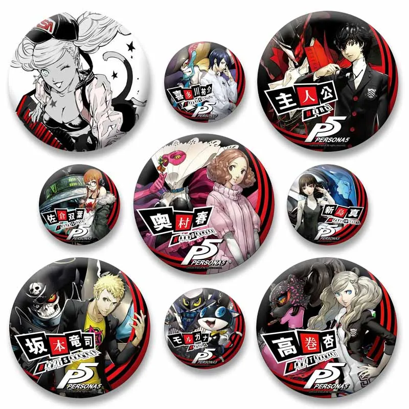 PPERSONA5 Game Peripheral Badge Joker Ann Goro Makoto Haru Ryuji Yusuke Caroline Pin Cosplay Brooch Accessories Jewelry Ornament