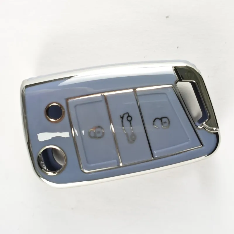 Car Remote TPU Key Case Cover Shell Fob Holder For VW Volkswagen Golf 7 MK7 Tiguan MK2 T-roc T-cross Skoda Octavia Kodiaq Karoq