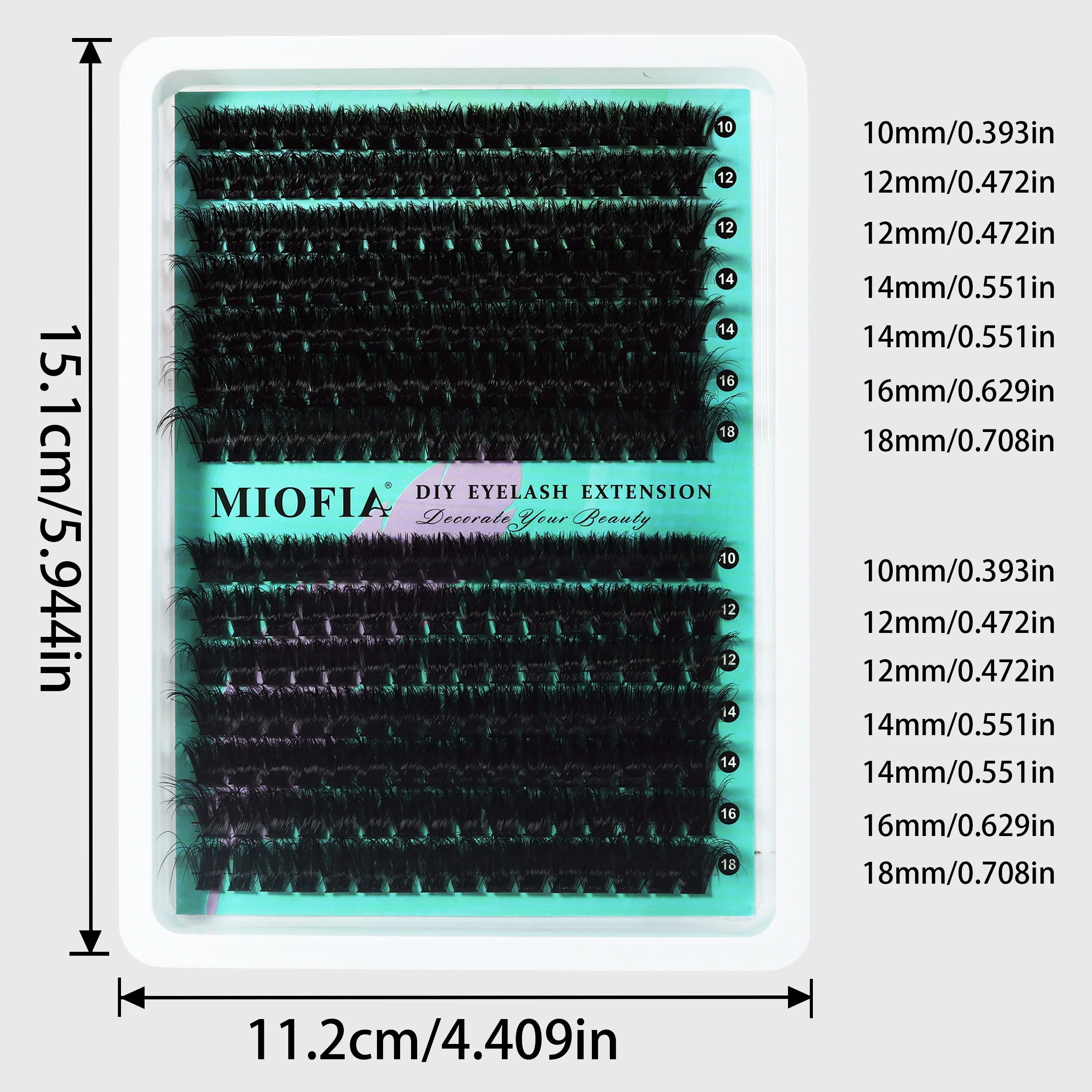 MIOFIA 5D Flauschige Voluminöse Cluster-Wimpern 30D-150D Dicke Wimpernbüschel 10-18mm Gemischte Längen Natürlicher Look DIY Wimpernverlängerungen – Detail 5